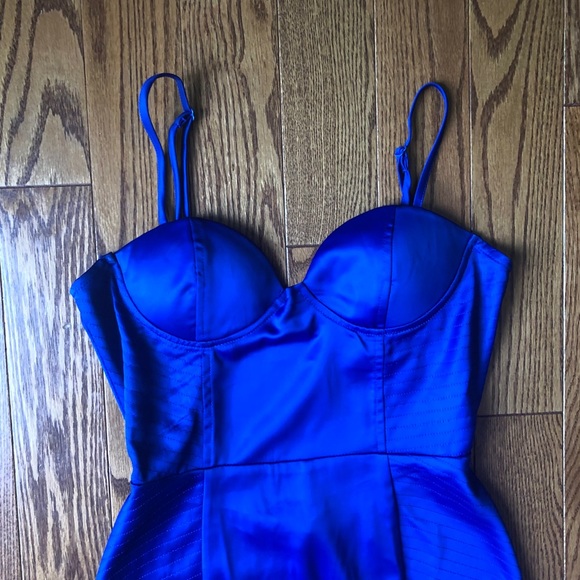 TOBI Royal Blue Satin Mini Dress - Picture 2 of 4